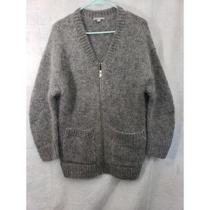 COS small gray mohair/wool oversized zip front cardigan